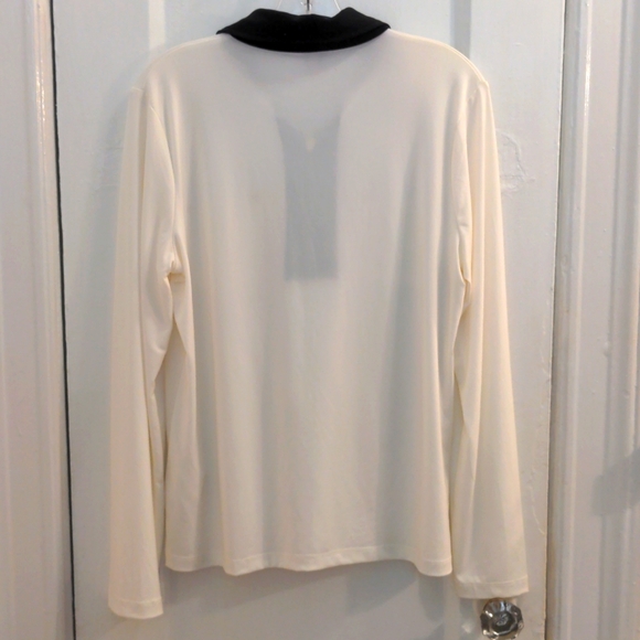 New Anne Klein blouse, shirt top. Size L black & white. Washable Zipper - Picture 5 of 8